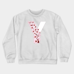 Colorful capital letter Y patterned with sakura twig Crewneck Sweatshirt